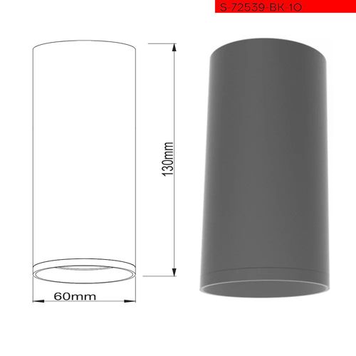 GU10 10CM צילנדר טאצ' שחור
