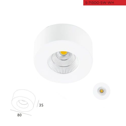35'ג 80'ק 3000K 5W צמוד תקרה פלי לד לבן