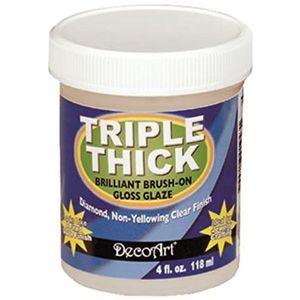 לכה מבריקה עבה למריחה מסיס מים 118 מל Triple Thick Brush-On Gloss Glaze DecoArt