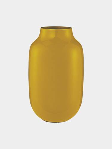 Home Decor אגרטל מתכת אובלי צהוב 30 ס”מ