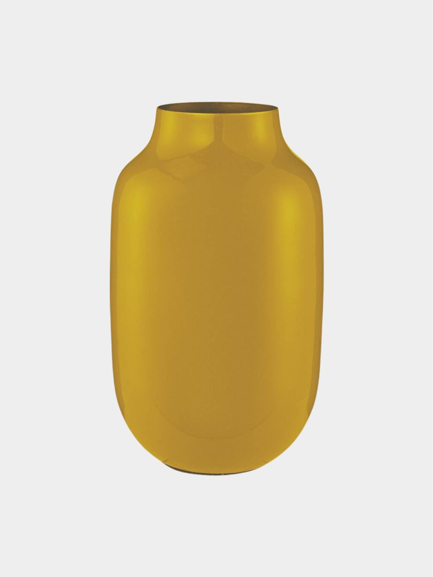 Home Decor אגרטל מתכת אובלי צהוב 30 ס”מ