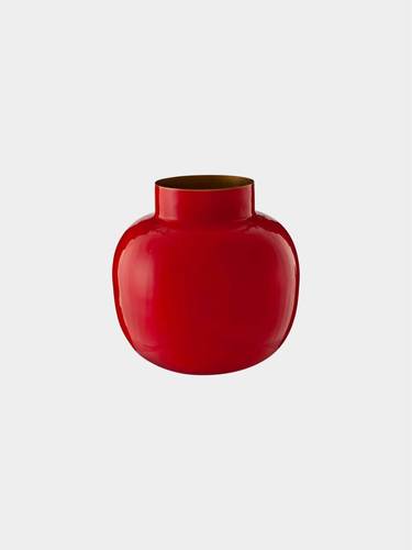 Home Decor אגרטל מתכת עגול גובה 10 ס”מ אדום