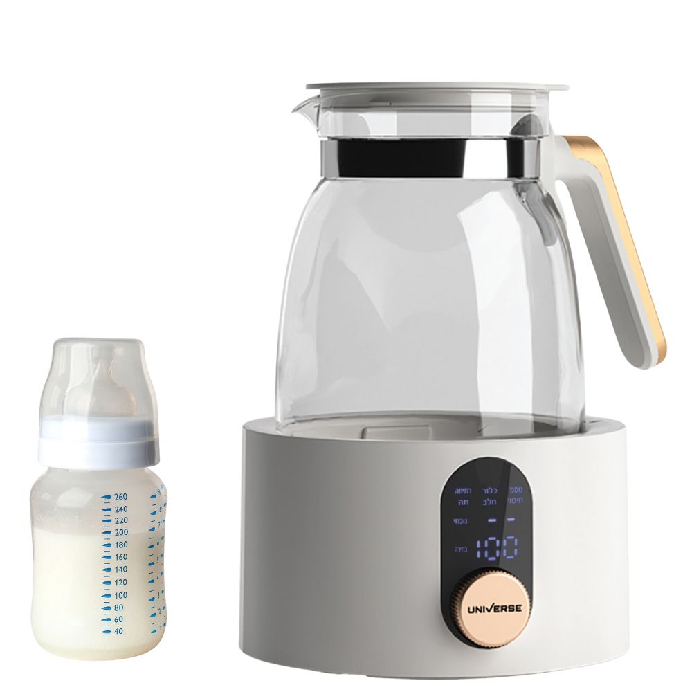 קומקום זכוכית לתינוק עם שמירת חום 72 שעות UNIVERSE NRI-3022B קומקום לתינוק שומר חום צבע קרם או ירוק 