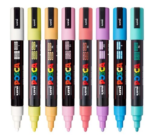 חדש! סט 8 טושי פוסקה בגוונים אפורים  Posca  PC-5M MONOTONE SET