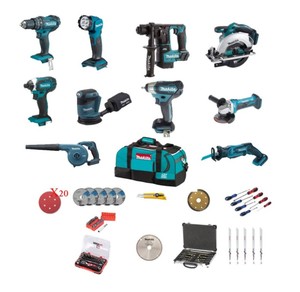 סט 10 כלים + 10 מתנות! Makita עשרה כלים של מקיטה +צמד סוללות + מטען + תיק טרולי ענק + אביזרים במחיר מטורף!!!