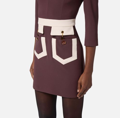 Colour-blocking dress in double layer crêpe fabric