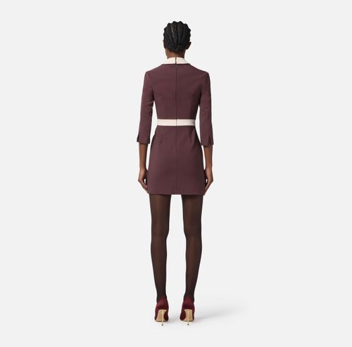 Colour-blocking dress in double layer crêpe fabric