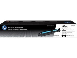 זוג טונרים שחורים מקוריים HP Neverstop 103A W1103AD (הספק 2,500 דף כל אחד)