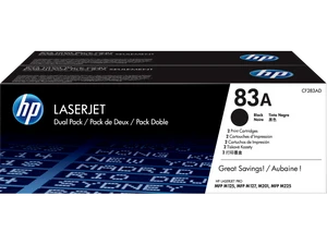 זוג טונרים שחורים מקוריים HP 83A CF283AF (הספק 1,500 דף כל אחד)
