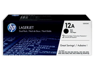 זוג טונרים שחורים מקוריים HP Q2612AF (הספק 2,000 דף כל אחד)