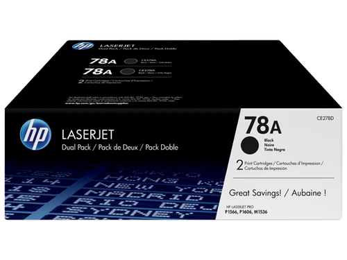 זוג טונרים שחורים מקוריים HP 78A CE278AF (הספק 2,100 דף כל אחד)