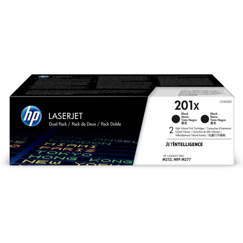 זוג טונרים שחורים מקוריים HP 201X CF400XD (הספק 2,800 דף כל אחד)