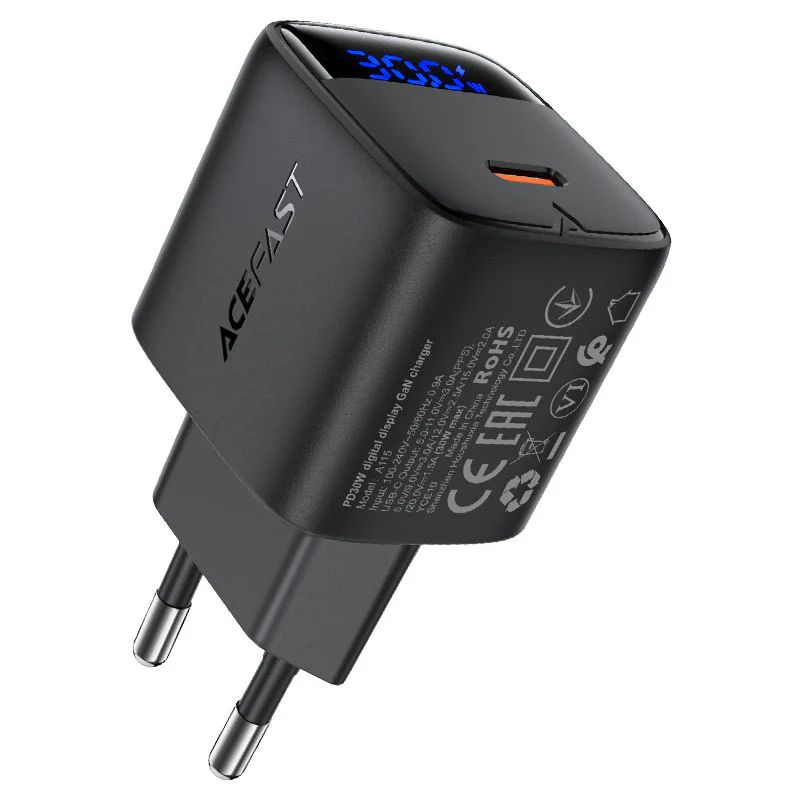 ראש מטען מהיר USB-C טעינת PD30W מהירה, שחור