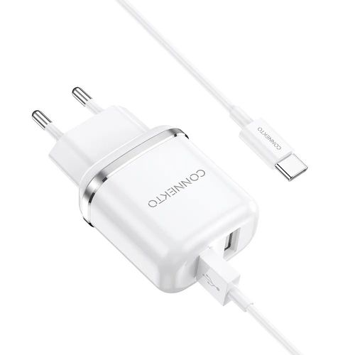 סט טעינה הכולל ראש מטען מהיר 2 יציאות USB-A וכבל USB-A ל-USB-C