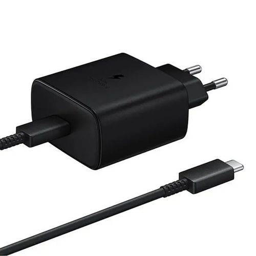 סט ראש מטען קיר סמסונג וכבל USB-C ל-USB-C, טעינה מהירה 25W, שחור