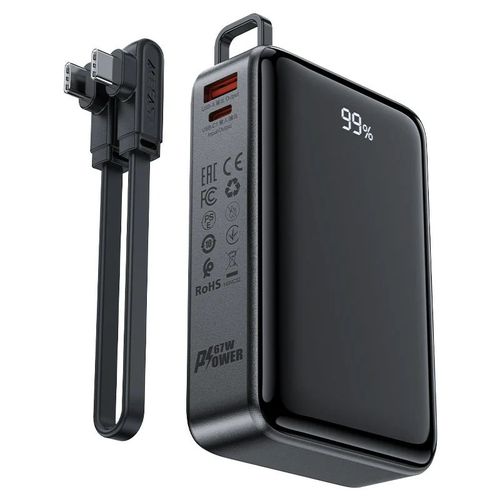 מטען נייד (סוללת גיבוי) 20000mAh לטעינה מהירה PD67W, שחור