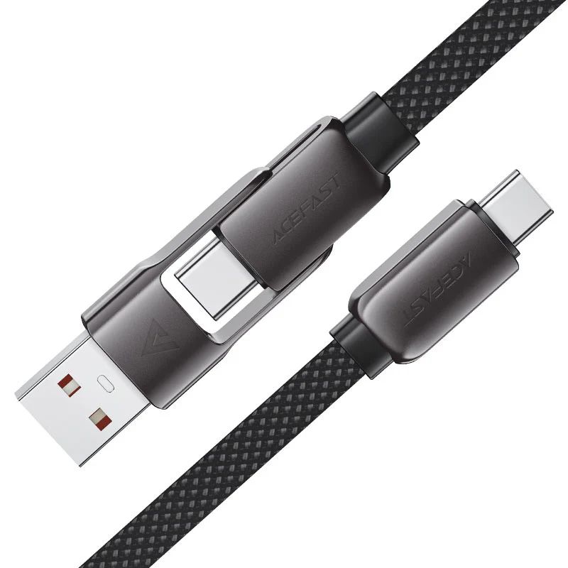 כבל סנכרון וטעינה USB-A/USB-C ל-USB-C, תומך טעינה מהירה, 1.2 מטר