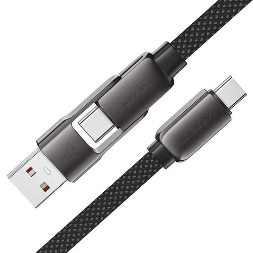 כבל סנכרון וטעינה קצר USB-A ו-USB-C ל-USB-C, עיצוב מתקפל מהפכני, תומך טעינה מהירה, 0.2 מטר
