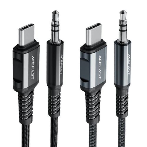 כבל אודיו איכותי USB-C ל-AUX 3.5mm זכר, מחברי סגסוגת אלומיניום בחיפוי קלוע, 1.2 מטר