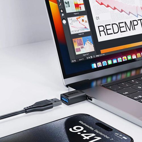 מתאם USB-A ל-USB-C מהיר וקומפקטי, שבב חכם לטעינה בטוחה