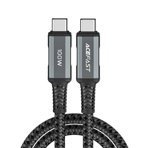 כבל סנכרון וטעינה מהירה USB-C ל-USB-C בחיפוי קלוע, ,תומך בטעינה מהירה עד 100W, אורך 2 מטר