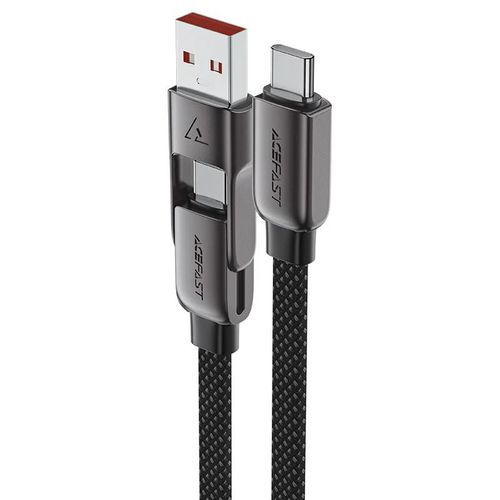 כבל סנכרון וטעינה קצר USB-A ו-USB-C ל-USB-C, עיצוב מתקפל מהפכני, תומך טעינה מהירה, 0.2 מטר