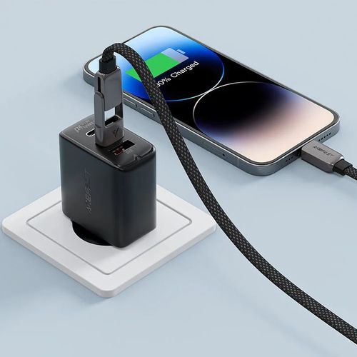כבל סנכרון וטעינה USB-A/USB-C ל-USB-C, תומך טעינה מהירה, 1.2 מטר