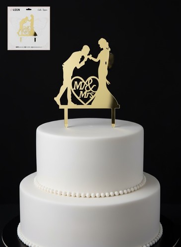 LE7024 טופר לעוגה MR & MRS זהב 