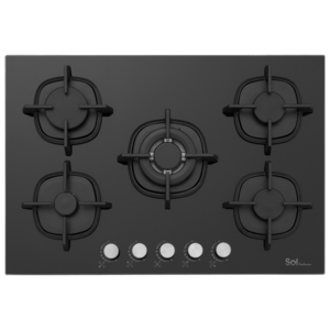 כיריים 5 להבות זכוכית מחוסמת 75 ס״מ  SOL F7GBCT-674 