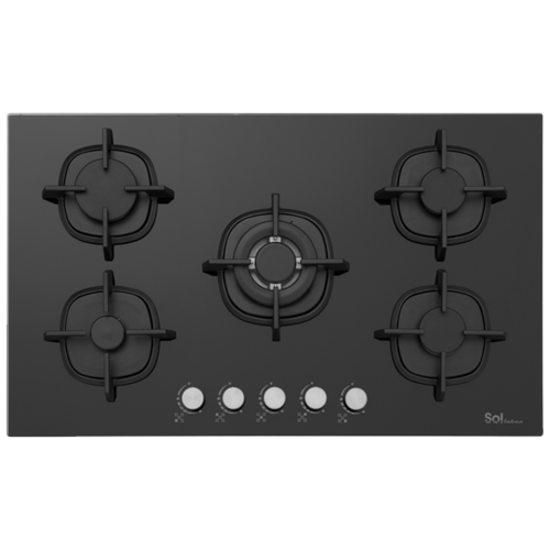 כיריים 5 להבות זכוכית שחורה מחוסמת 90 ס״מ  SOL F9GBCT-694 
