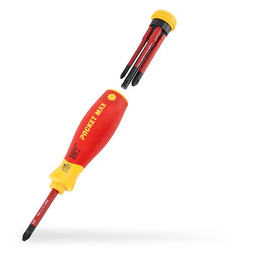 מברג עם מחסנית ביטים PocketMax® Electric משולב עם 4 slimBits דגם WIHA 45296