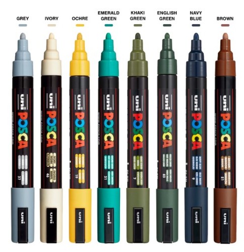 חדש! סט 8 טושי פוסקה בגוונים חמים  Posca  PC-5M EARTH COLORS
