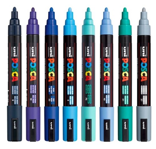 חדש! סט 8 טושי פוסקה בגוונים חמים  Posca  PC-5M COOL COLORS