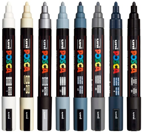 חדש! סט 8 טושי פוסקה בגוונים חמים  Posca  PC-5M MONOTONE COLORS