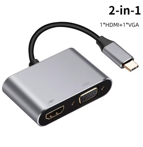 מתאם איכותי TYPE C זכר לHDMI נקבה וVGA נקבה