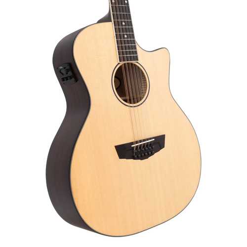 גיטרה אקוסטית 12 מיתרים מוגברת D'Angelico PREMIER FULTON LS SATIN NATURAL CUTAWAY