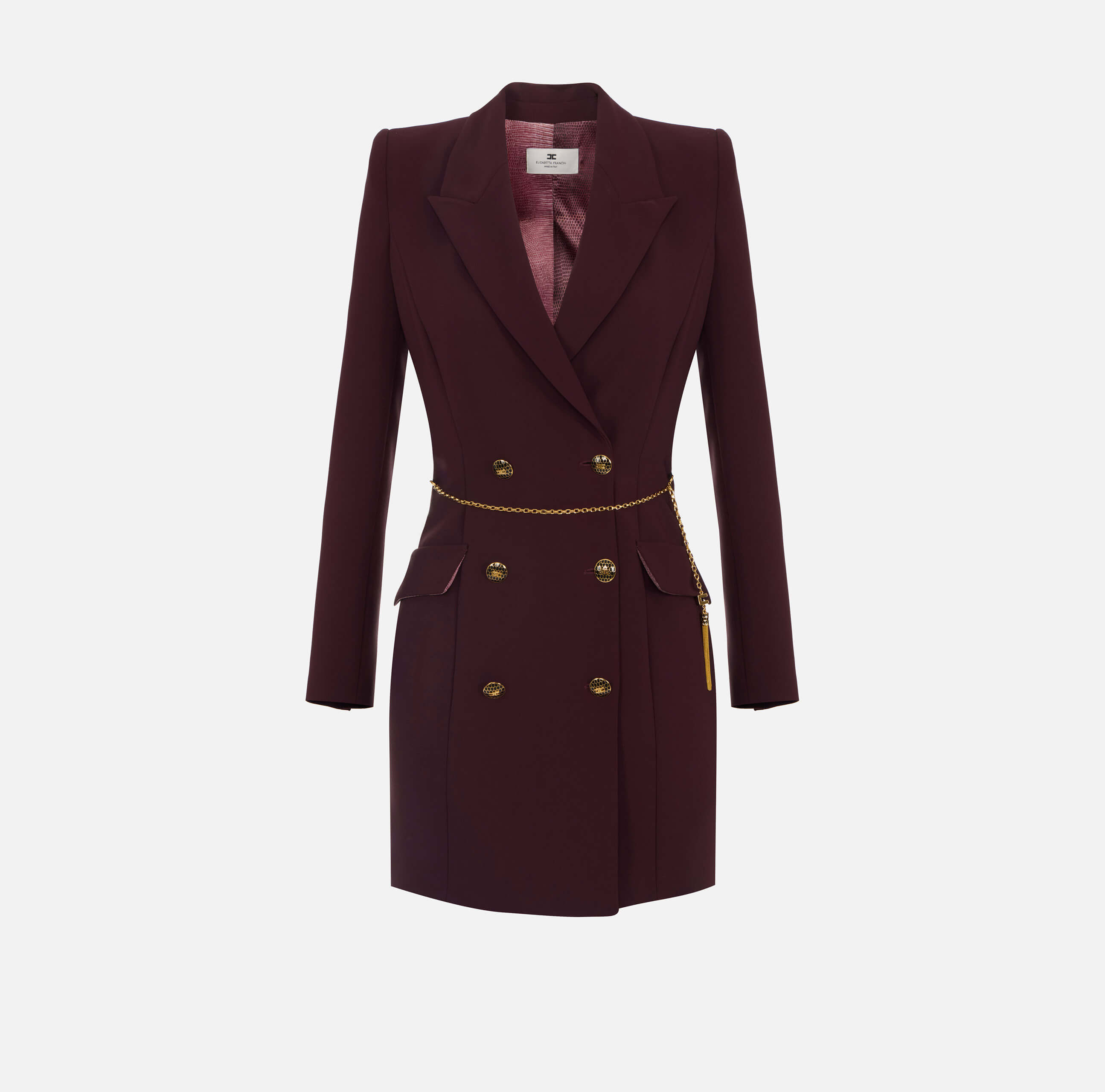 Dress in lightweight crêpe fabric with jewel chain