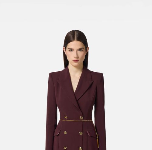 Dress in lightweight crêpe fabric with jewel chain