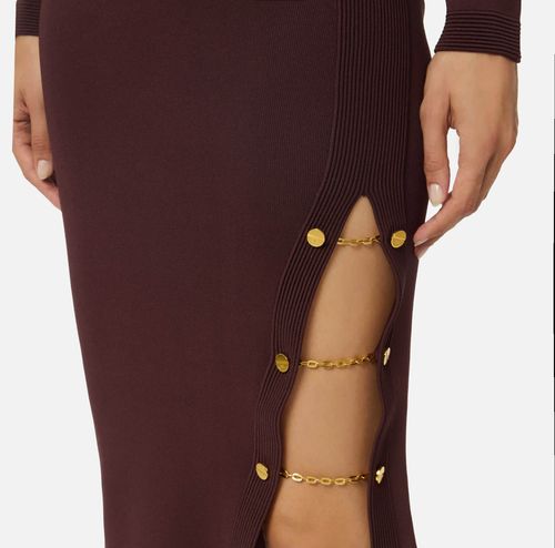 Viscose knit dress with jewel cufflinks
