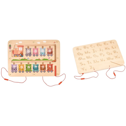 מבוך רכבות מגנטי ותרגול כתיבה - לוח דו צדדי