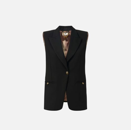 Cotton gabardine waistcoat with jewel buttons