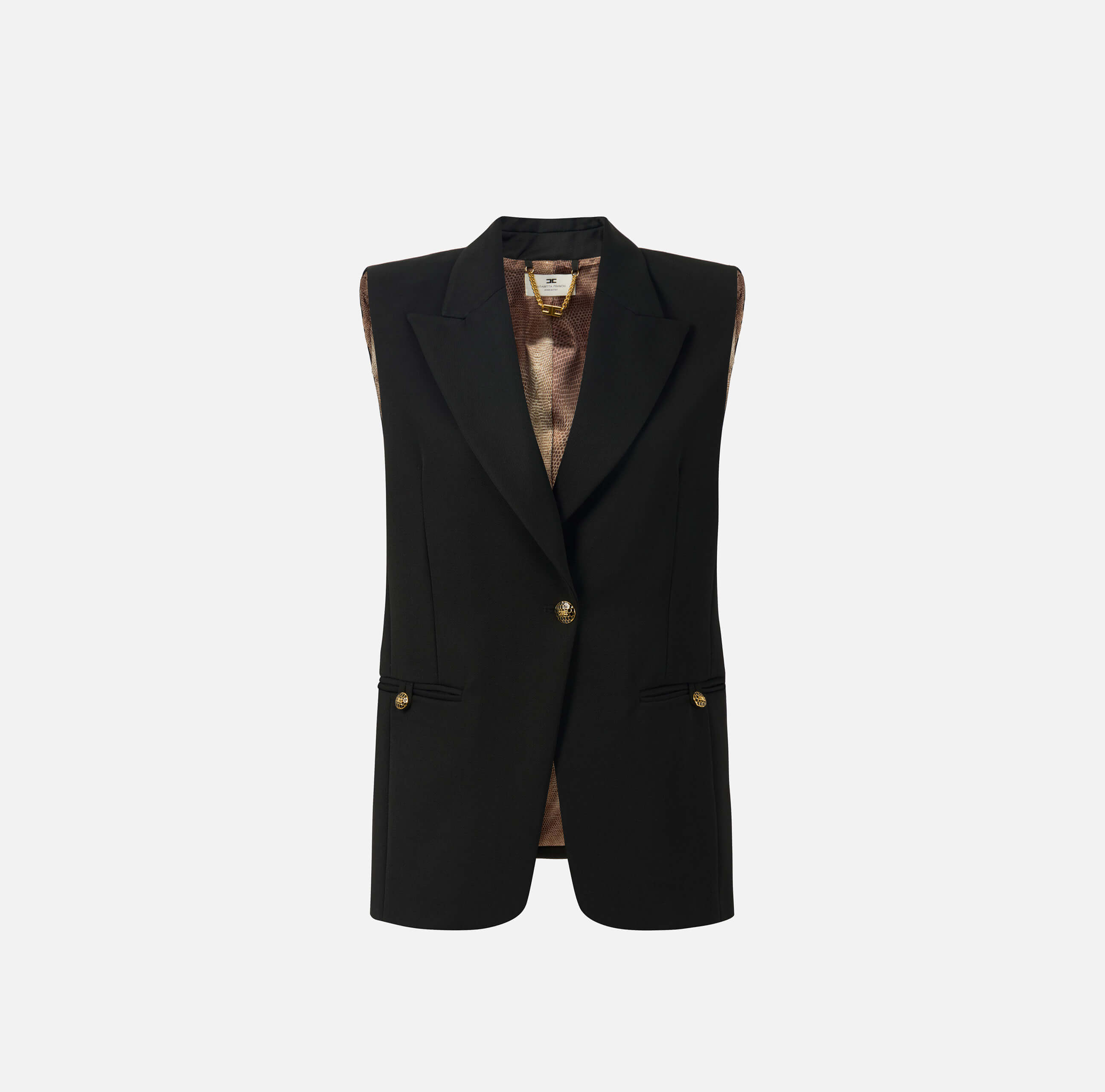 Cotton gabardine waistcoat with jewel buttons
