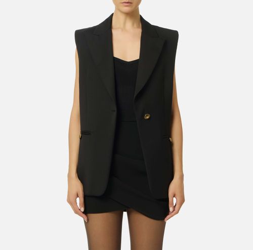 Cotton gabardine waistcoat with jewel buttons