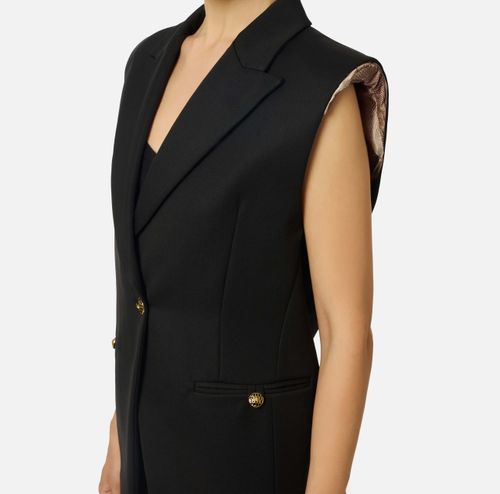 Cotton gabardine waistcoat with jewel buttons