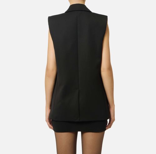 Cotton gabardine waistcoat with jewel buttons