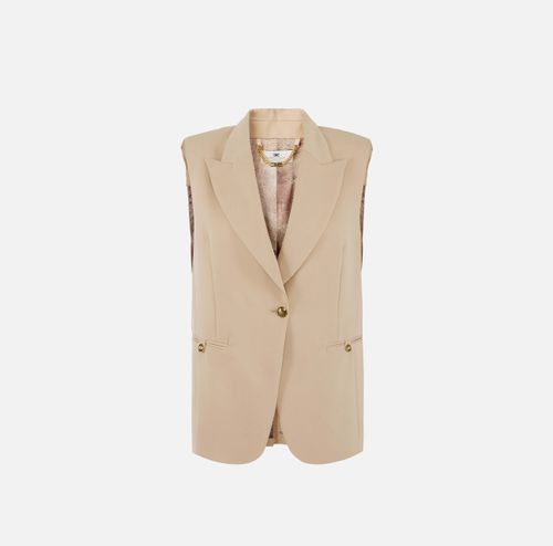Cotton gabardine waistcoat with jewel buttons