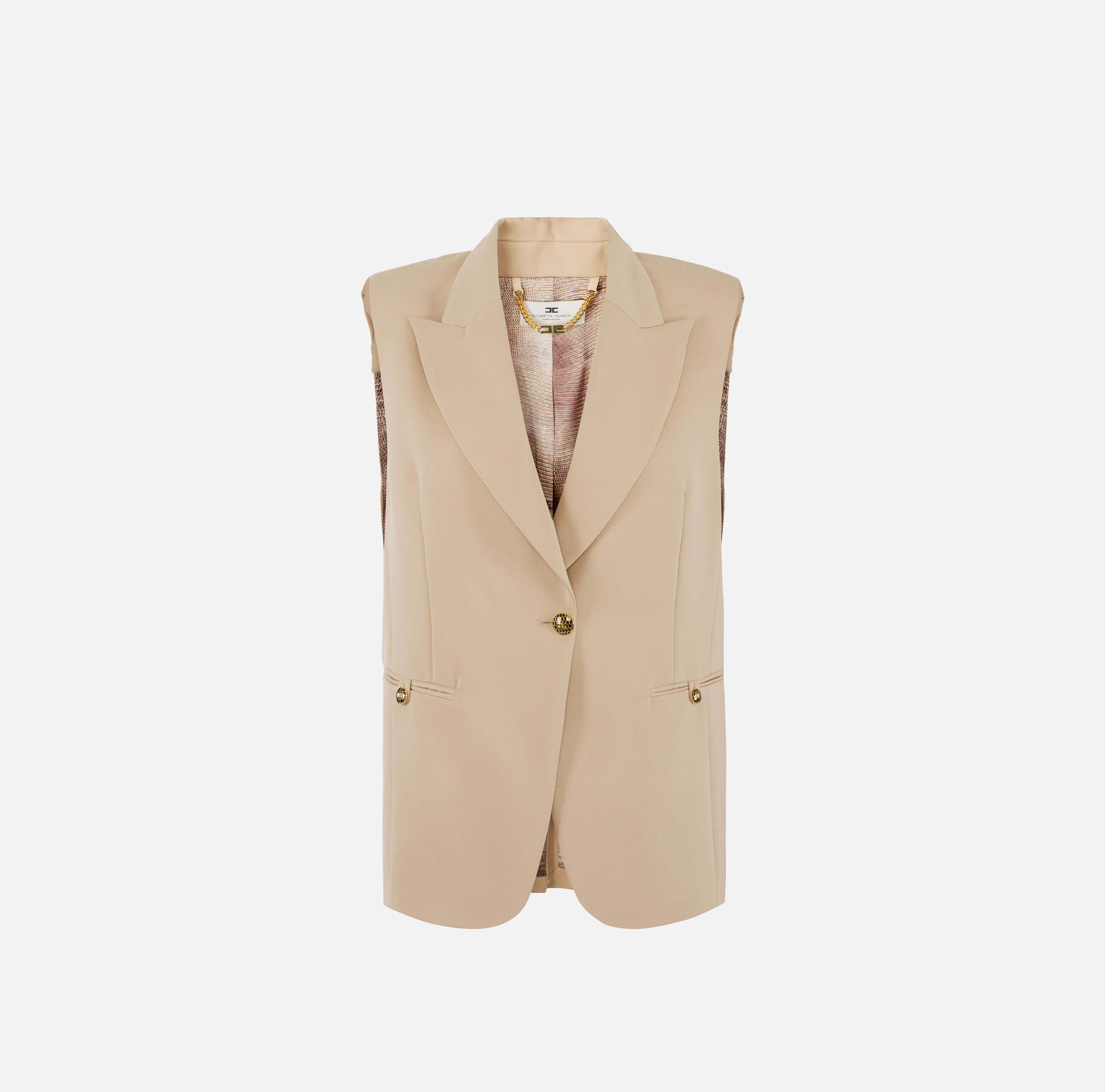 Cotton gabardine waistcoat with jewel buttons