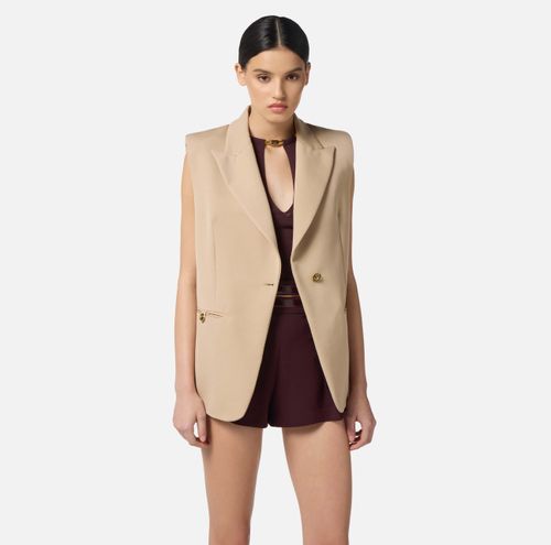 Cotton gabardine waistcoat with jewel buttons