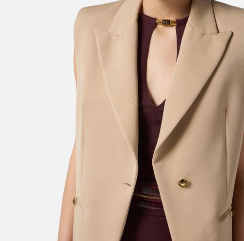 Cotton gabardine waistcoat with jewel buttons