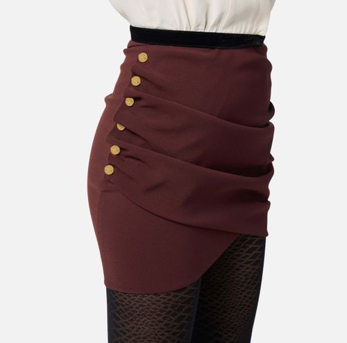 Skirt in lightweight crêpe fabric with jewel buttons
